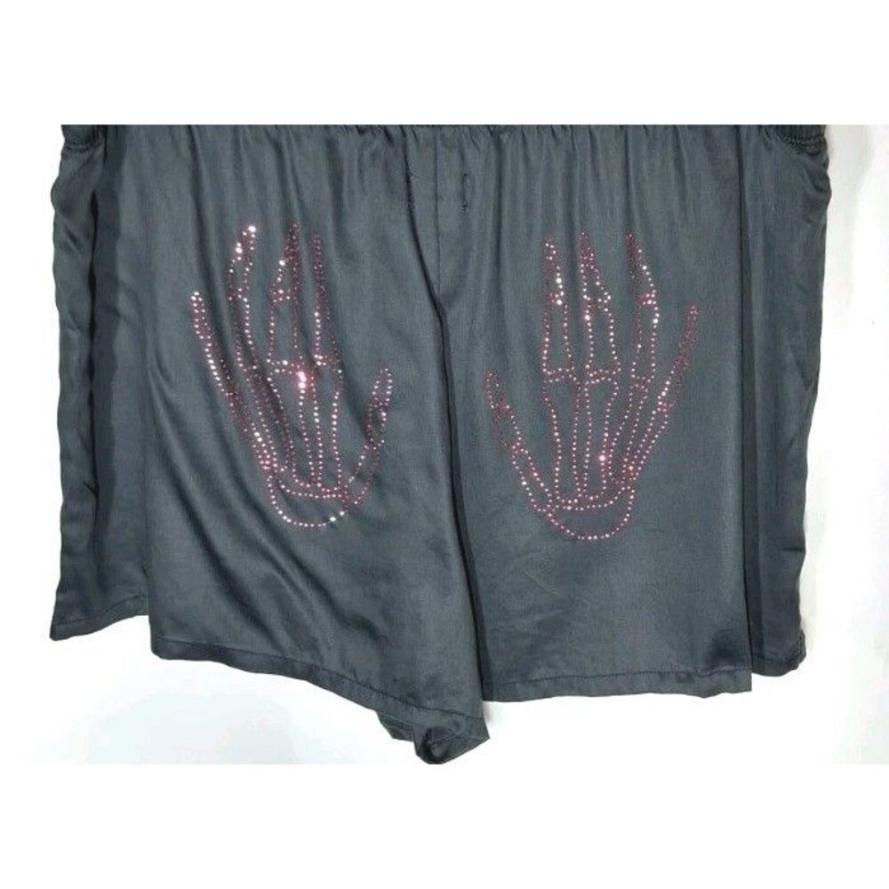 PINK Victoria's Secret Black Skeleton Hand Embellished Sleep Shorts XL Halloween - Picture 2 of 8